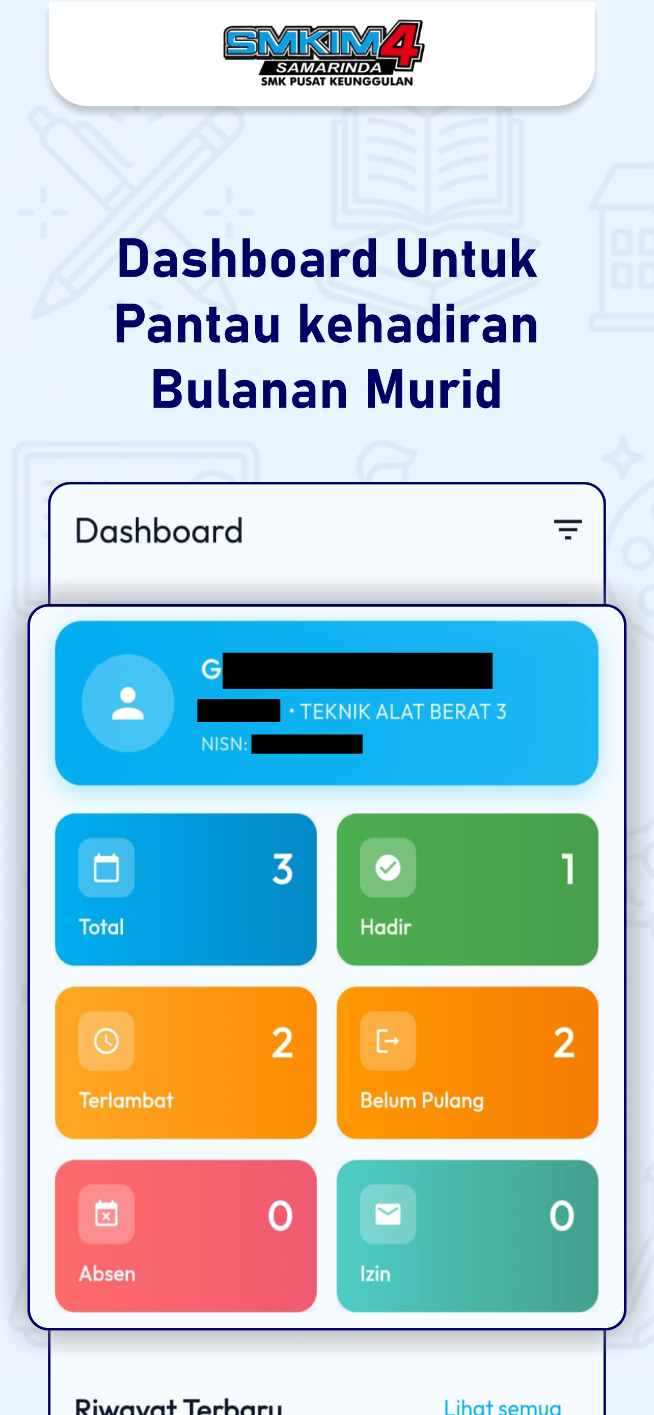 Dashboard Aplikasi Kehadiranku SMKIM 4 Samarinda